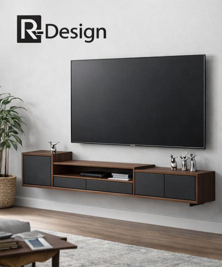 شلف دیواری مدل پلکانی تیره